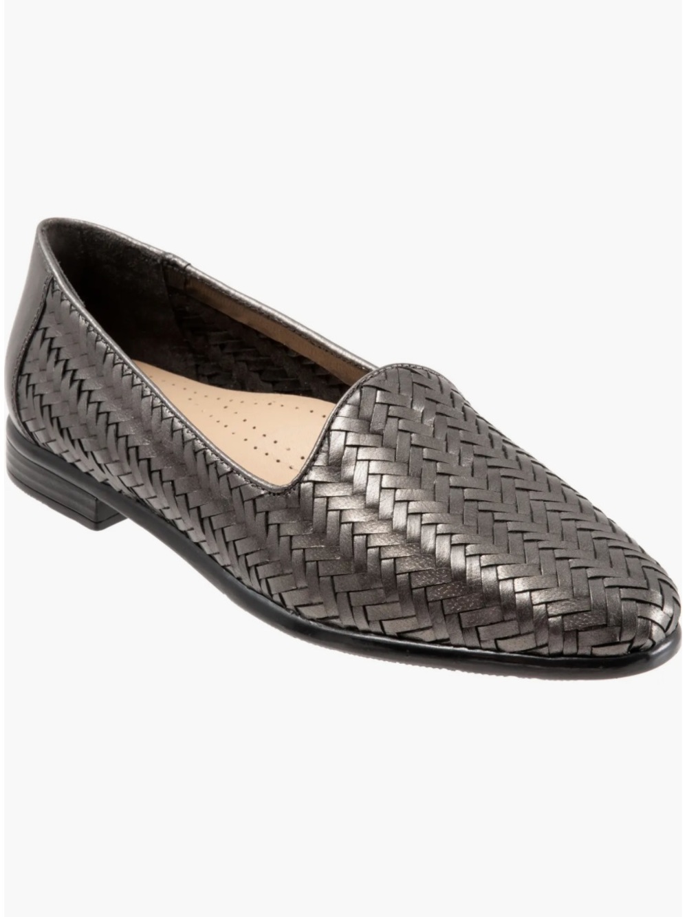 Sz 8 M Trotters Liz Flats Woven Metallic pewter Loafer